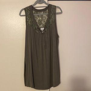 Torrid lace trim olive green tunic